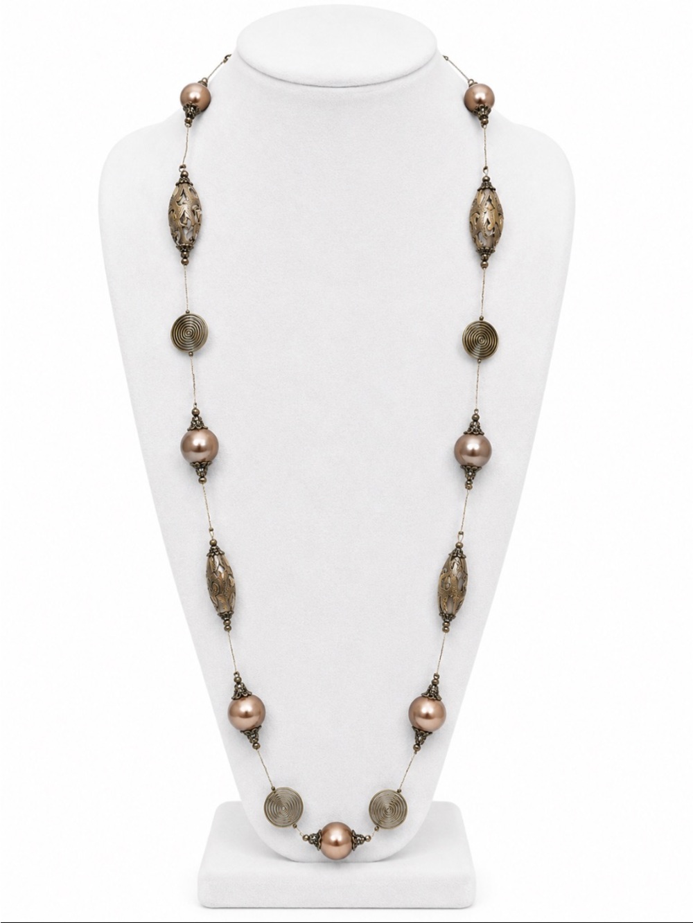 ANTONIA ORIGINAL Designs Long Bronze Pearl Statement Necklace 💥🆕💥